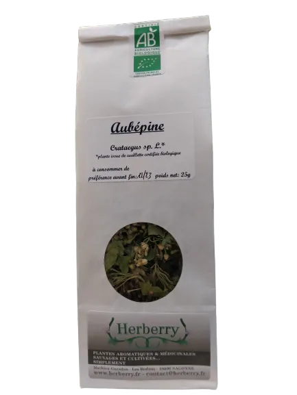 sumidades floridas de espino orgánico para infusiones - bolsa de 25 g - Herberry