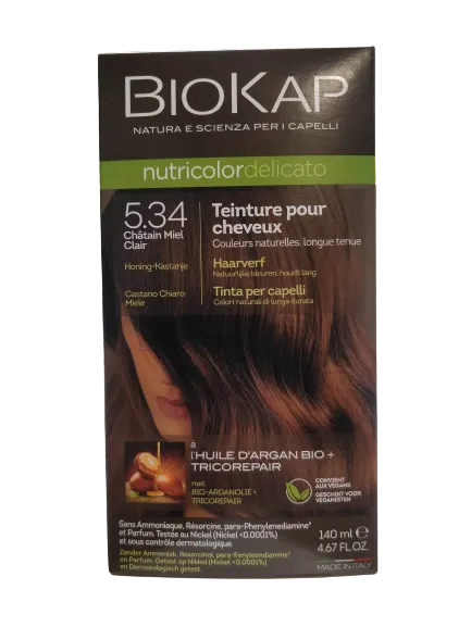 Nutricolor Coloración Delicato 5.34 Castaño Miel Claro - 140 ml - Biokap