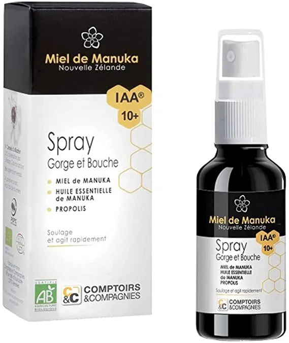 Spray para la garganta con miel de Manuka orgánica 10+ -25 ml-Comptoirs & Compagnies