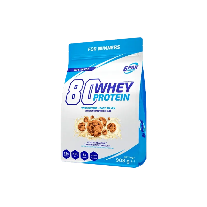 6PAK 80 Whey Protein, Sabor Galletas - 908 g