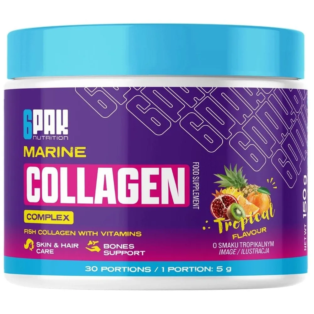 6PAK Complejo de Colágeno Marino, Frutas Tropicales - 150 g