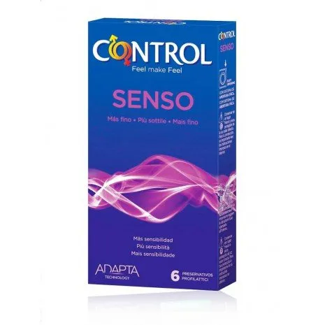 Preservativos de Látex de Caucho Natural Transparentes y Lubricados - Adapta Senso 6 ud - Control