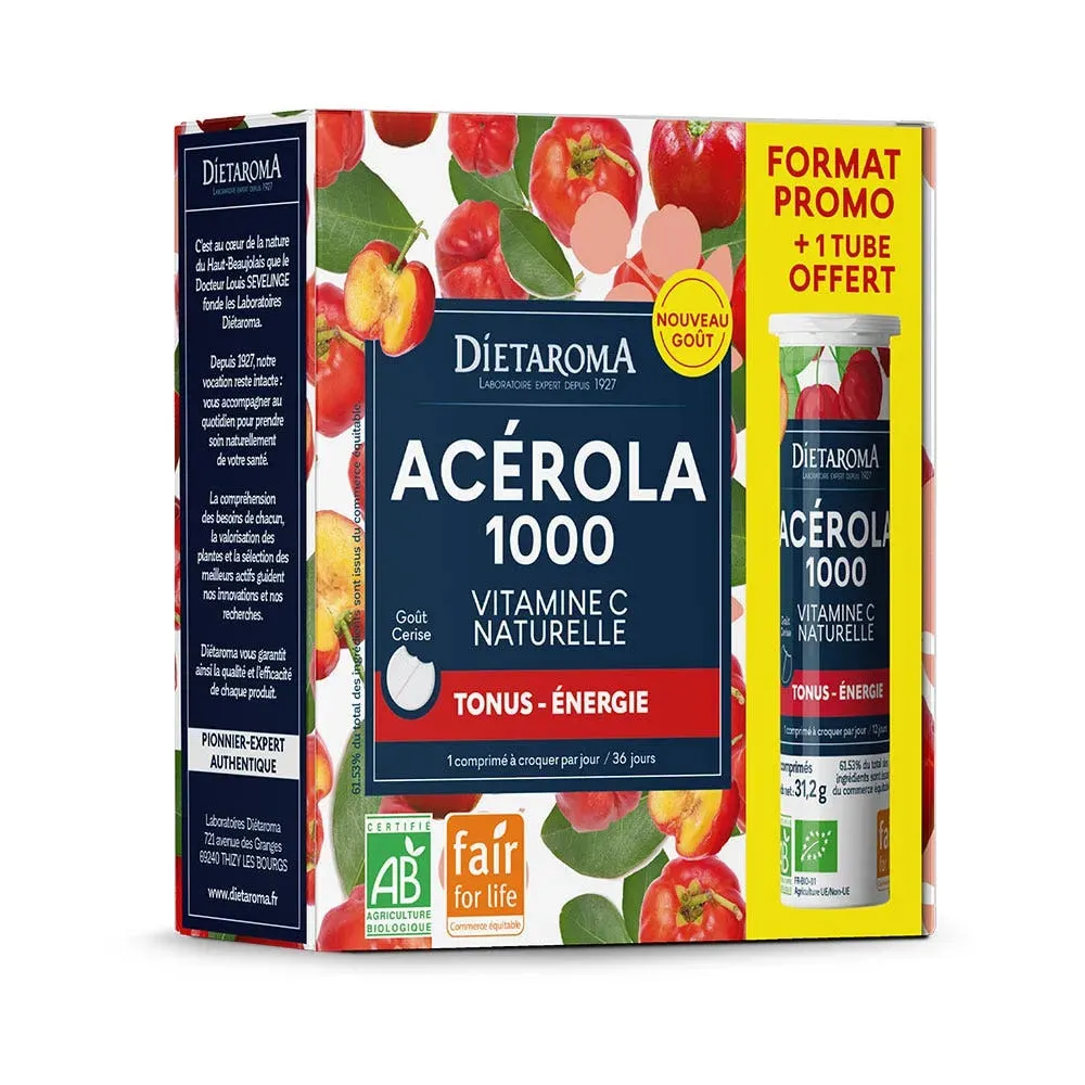 Acerola 1000 +1 tubo gratis-36 comprimidos-Dietaroma