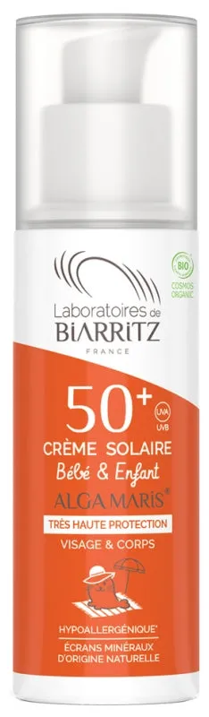 Crema Solar Bebé y Niño SPF50+ certificada Orgánica-100ml-Laboratoires de Biarritz