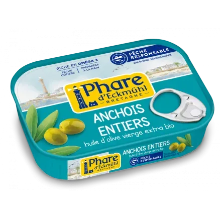 Anchoas enteras en aceite de oliva virgen ecológico-115g-Phare d'Eckmühl