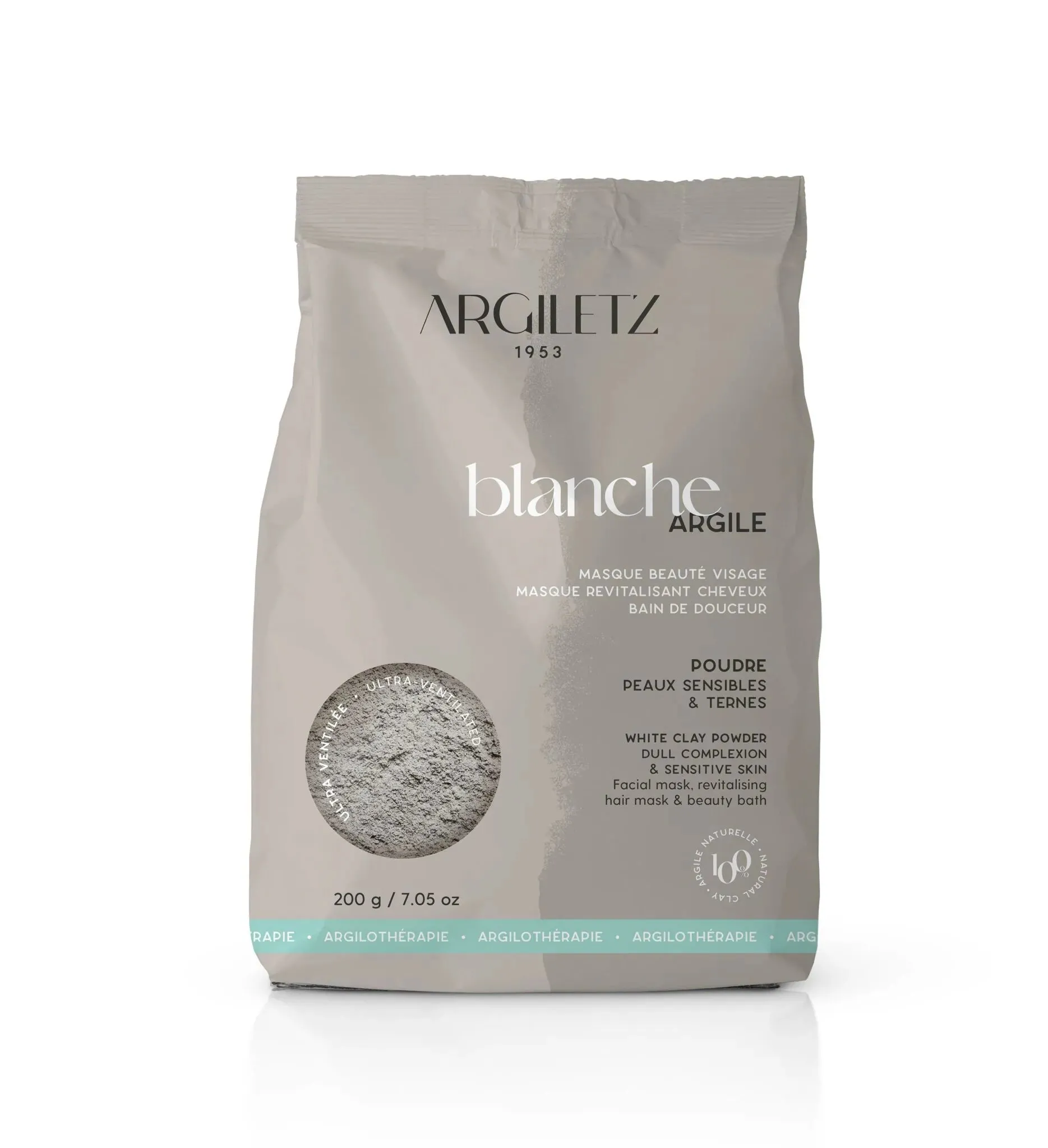 Arcilla en polvo blanca ultra ventilada-200g-Argiletz