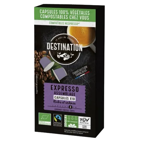 Café espresso mezclado orgánico-10 cápsulas-Destino