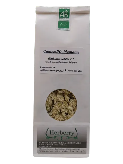 Flores orgánicas de manzanilla romana para infusiones-25g-Herberry