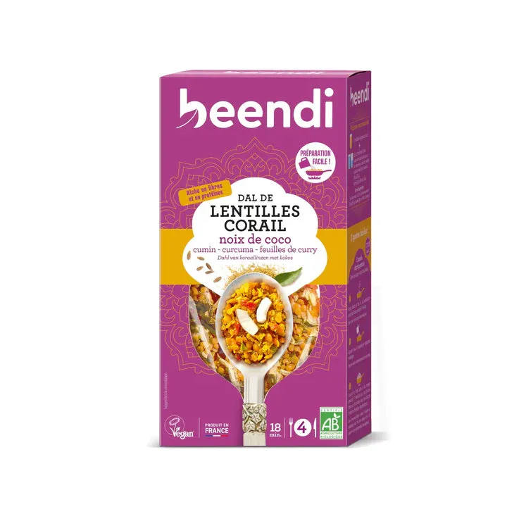 Dal indio con lentejas coral y coco orgánico (beendi)