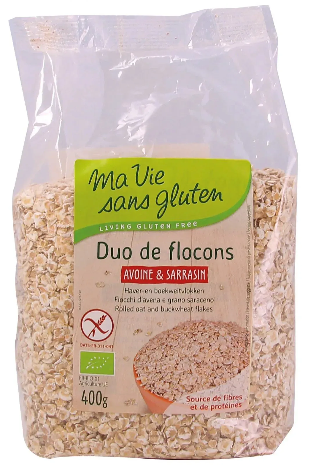 Dúo de copos de avena y trigo sarraceno ecológico-40g-Mi vida sin gluten
