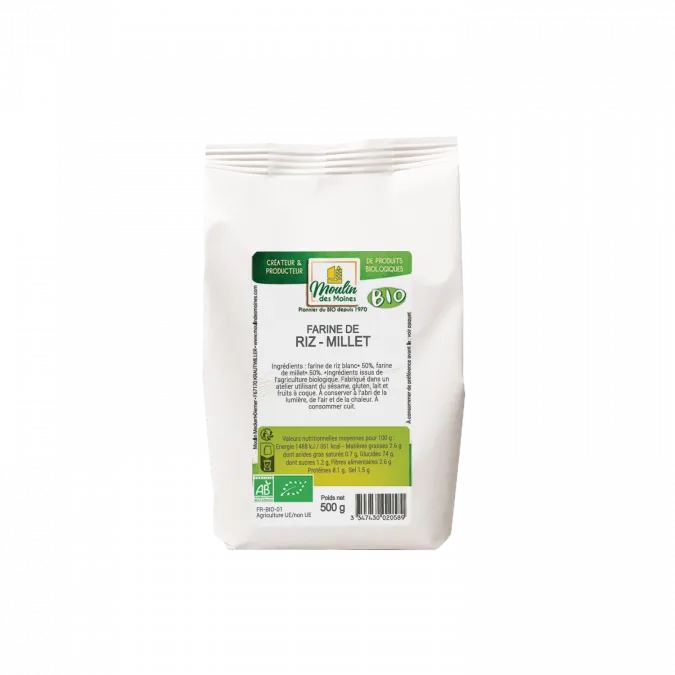 Harina de arroz y mijo orgánica-500g-Moulin des Moines
