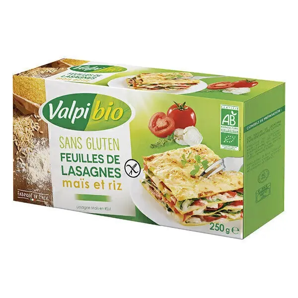 Planchas de Lasaña Sin Gluten-Maíz y Arroz-250g-ValpiBio