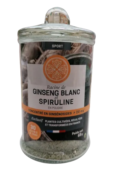 Ginseng blanco y espirulina en polvo-68g-Jardins d’Occitanie