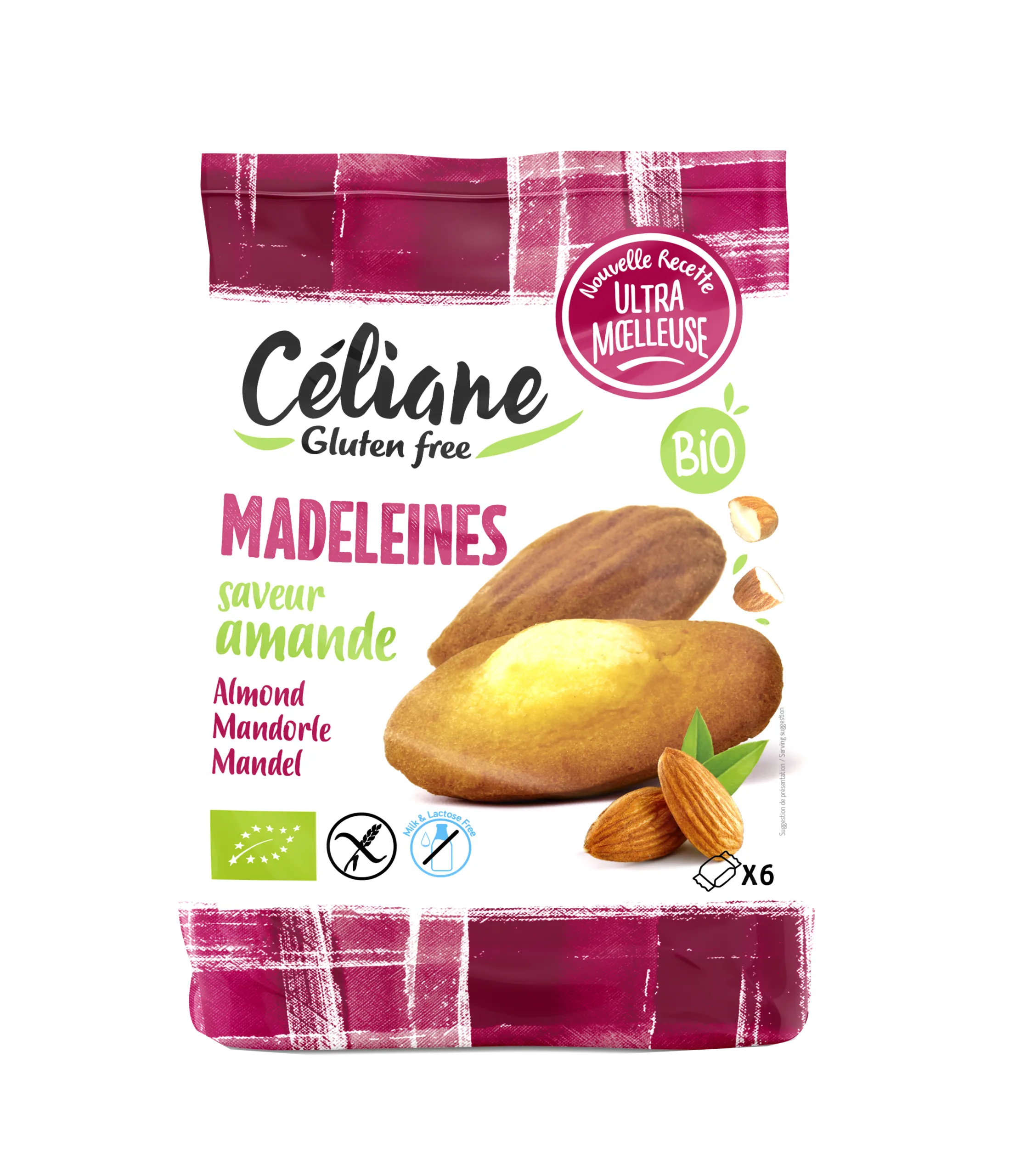Magdalenas ecológicas de almendras sin gluten-180g-x6-Céliane