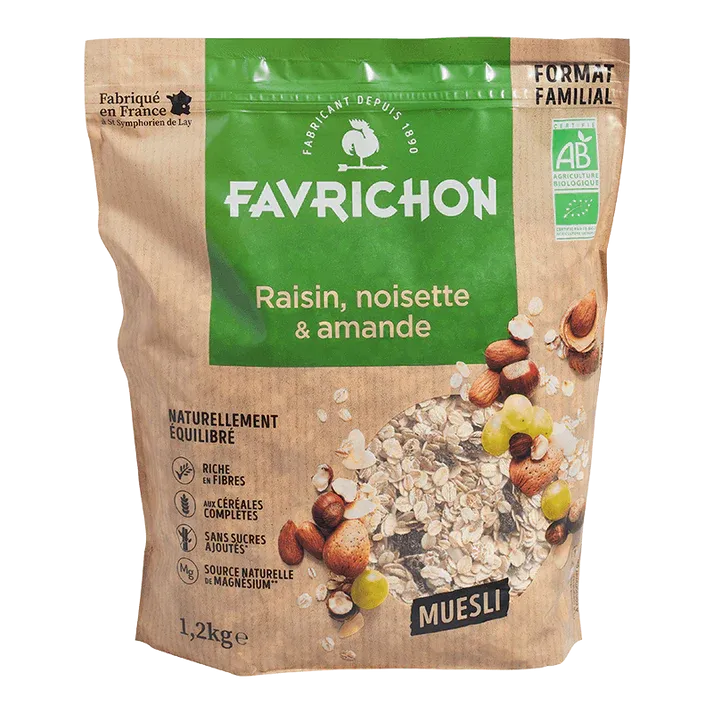 Muesli Bio De Uva, Avellanas Y Almendras-500g-Favrichon