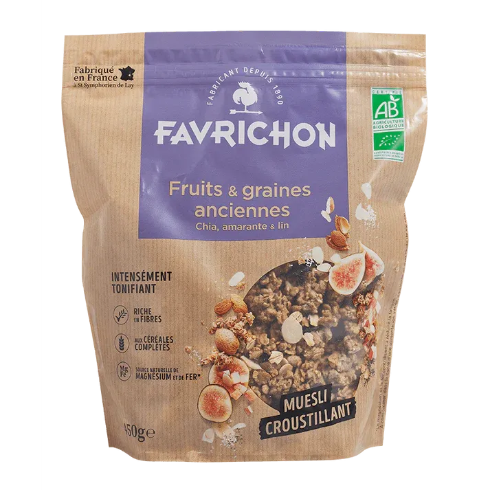 Muesli crujiente con frutas y semillas antiguas-450g-Favrichon