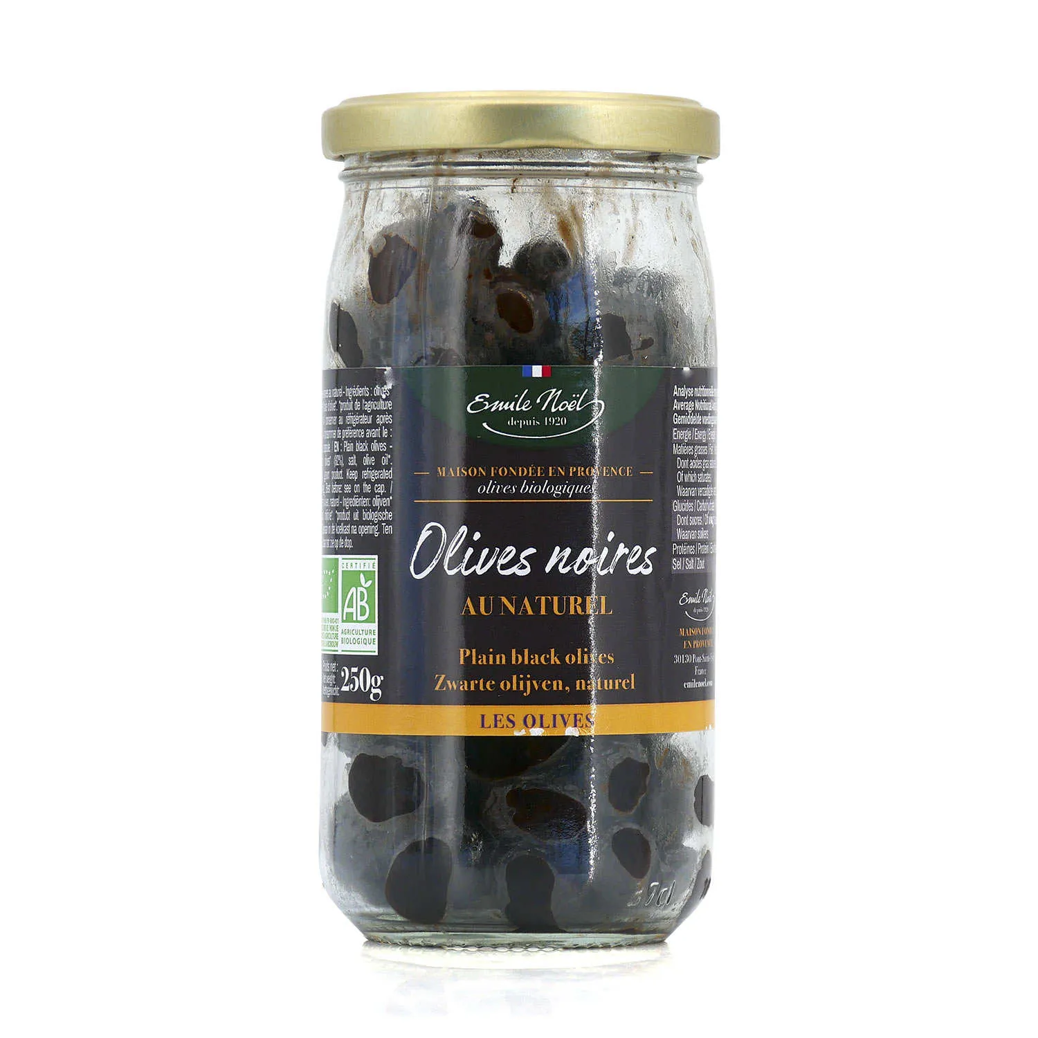 Aceitunas negras ecológicas naturales-250g-Emile Noël