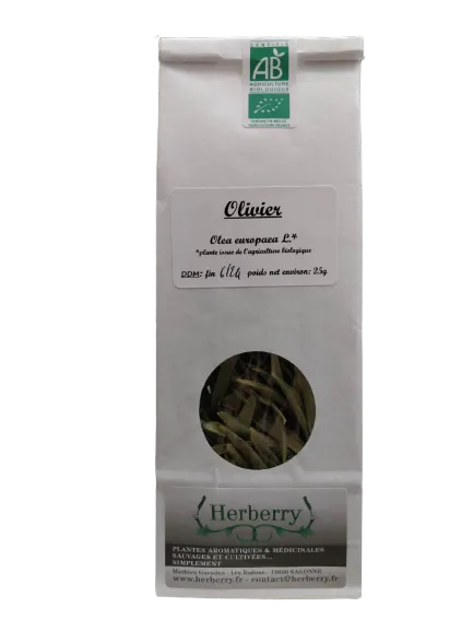 Hojas de olivo ecológicas para infusiones-25g-Herberry
