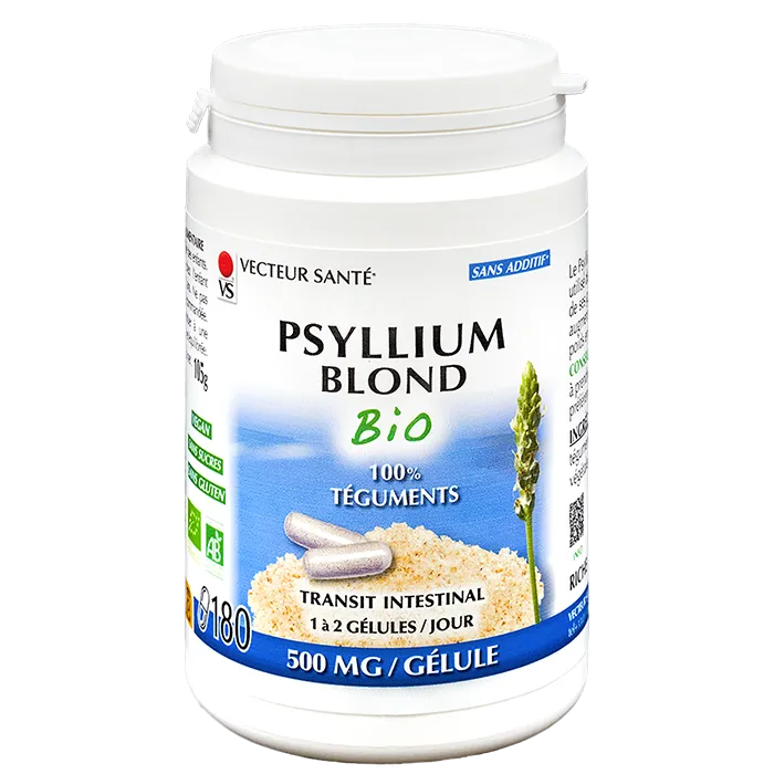 Psyllium rubio orgánico-180 cápsulas-Vector de salud
