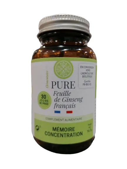 Hojas Puras de Ginseng Francés - 60 Cápsulas - Jardins d'Occitanie