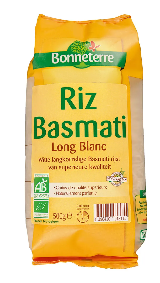 Arroz blanco largo basmati ecológico-500g-Bonneterre
