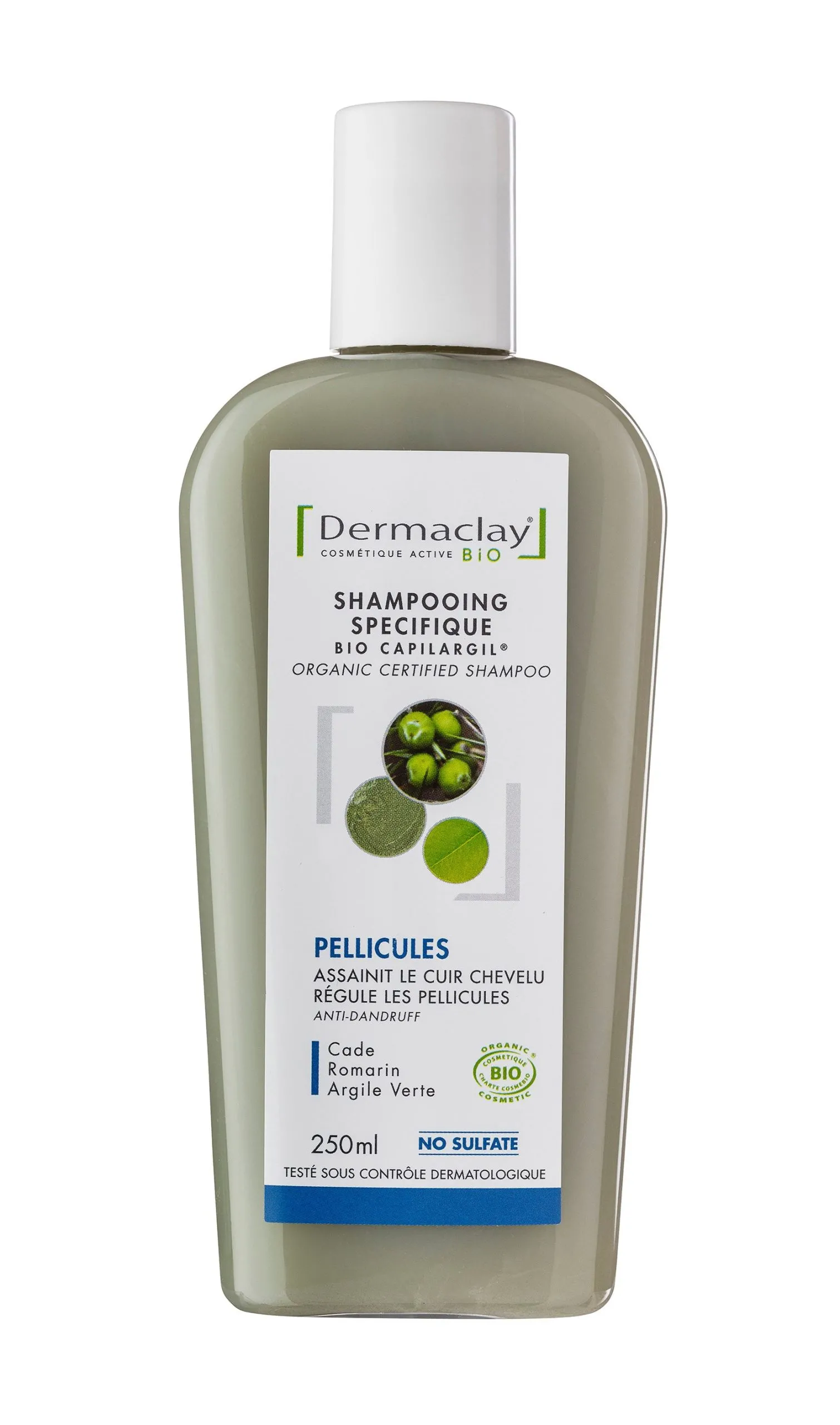 Champú Arcilla Verde-Anticaspa-250ml-Dermaclay