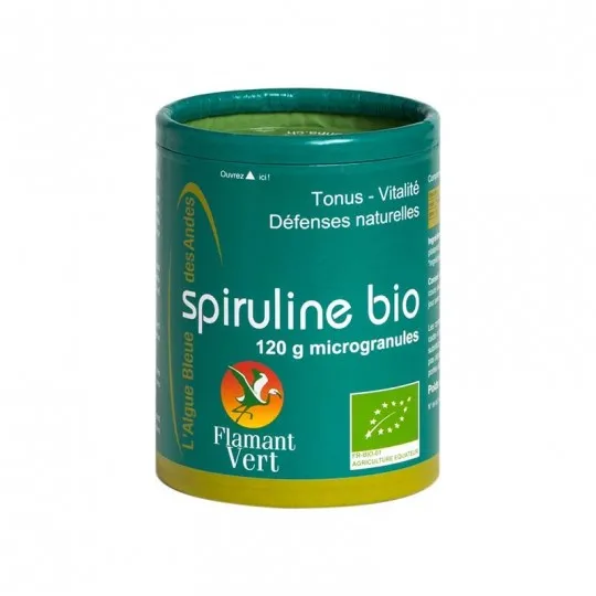 Espirulina Orgánica-120g microgránulos-Green Flamingo