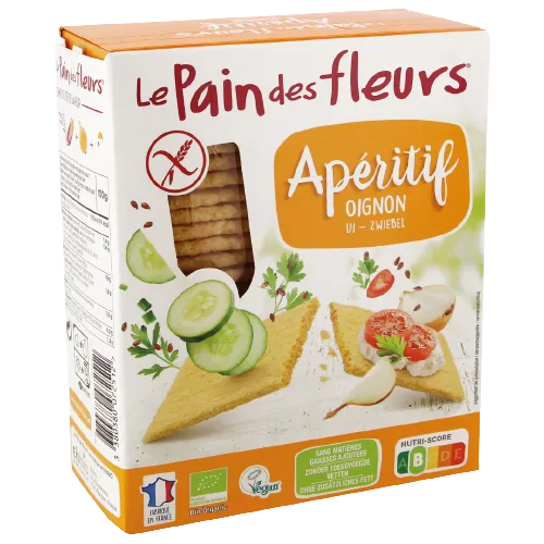 Tostada crujiente de aperitivo ecológica con cebolla-150g-Le Pain des Fleurs