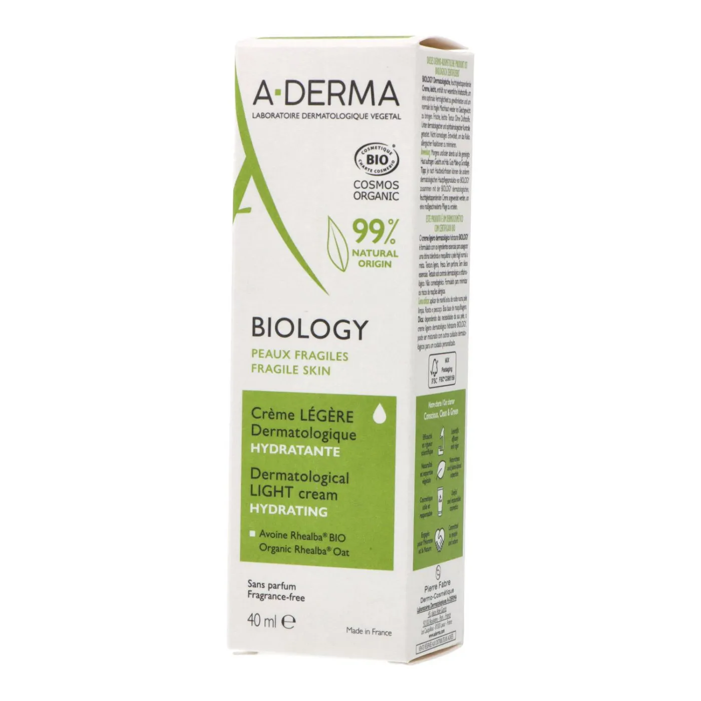 Aderma Biology Crema Ligera Dermatologica Hidratante 40 ml