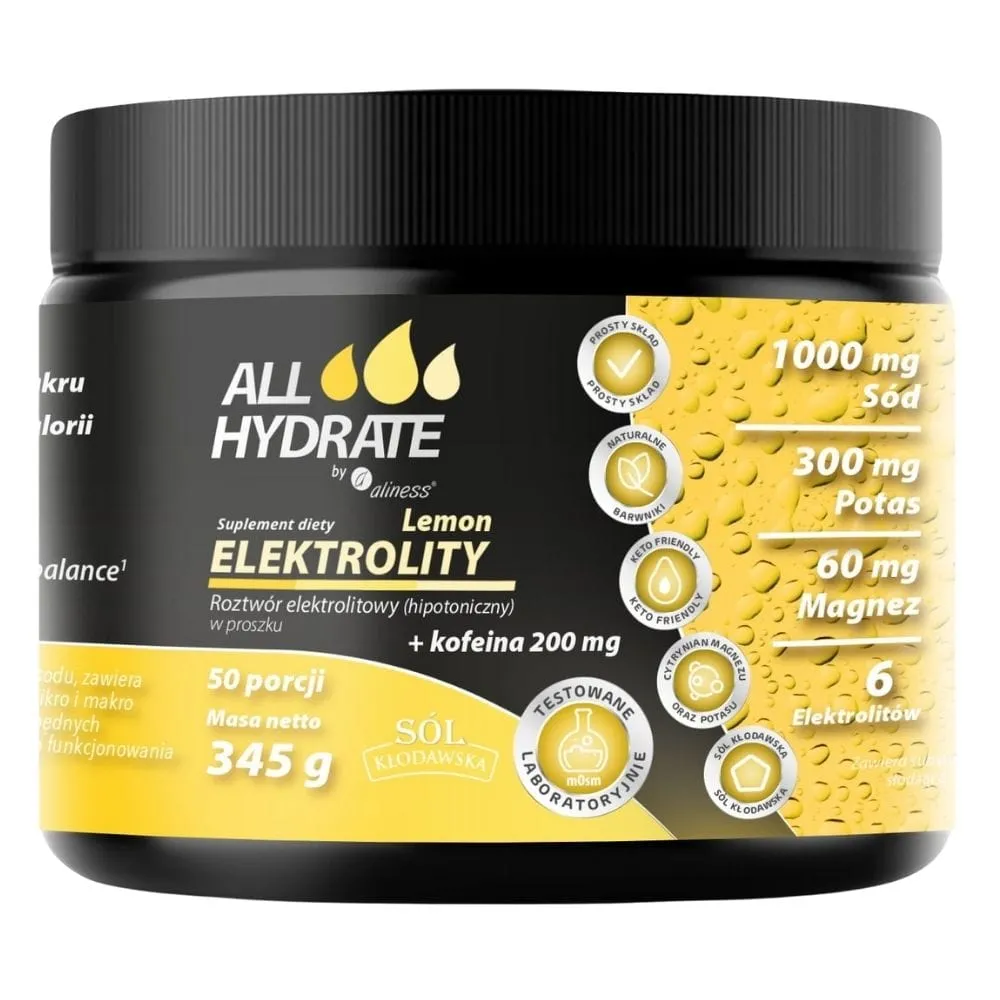 Aliness ALLHydrate Electrolitos + Cafeína 200 mg, Limón - 345 g