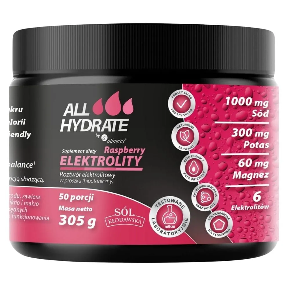 Aliness ALLHydrate Electrolitos, Frambuesa - 305 g