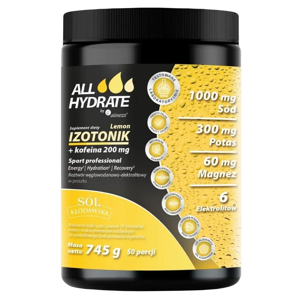 Aliness ALLHydrate Isotónico + Cafeína, Limón - 745 g