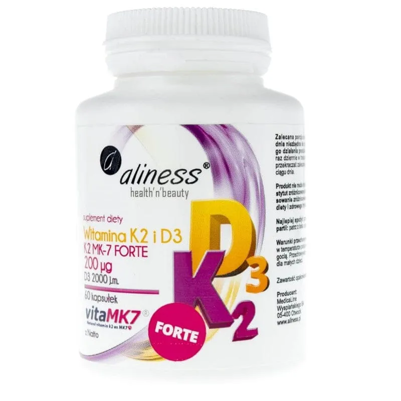 Aliness Vitamina K2 FORTE MK-7 200 µg con Natto D3 - 60 Cápsulas