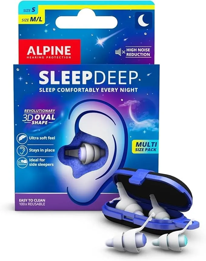 Alpine Tapones para los oídos SleepDeep Multipack para dormir (2 tamaños)