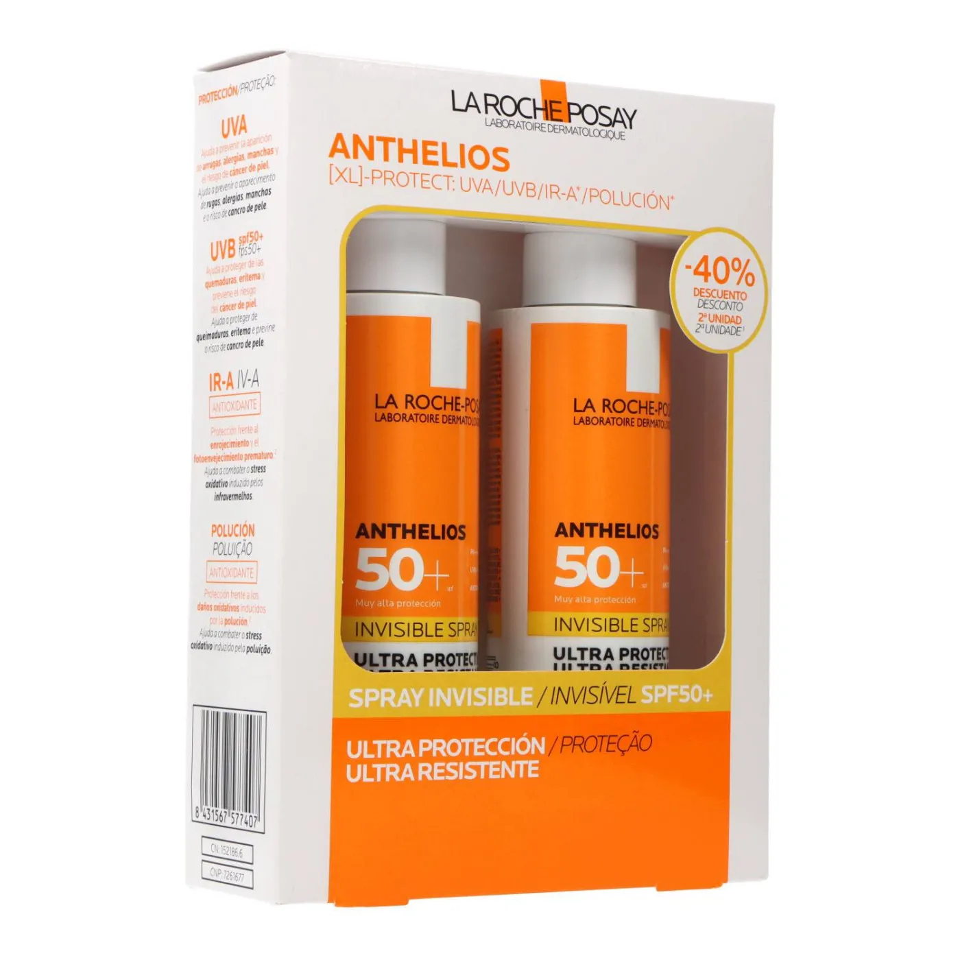 Anthelios Wet Skin Spf50 2x200ml Spray Promo