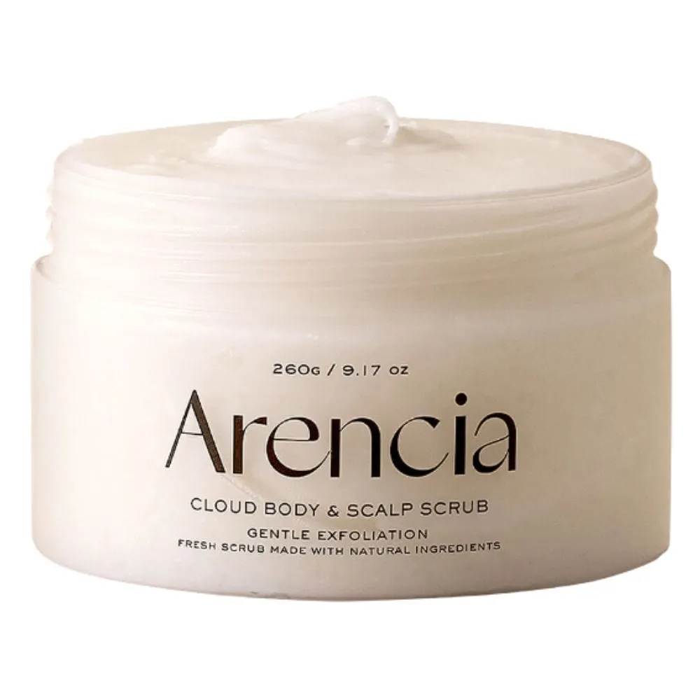 Arencia Fresh Cloud Exfoliante Corporal y Cuero Cabelludo, Té Blanco y Neroli - 260 g