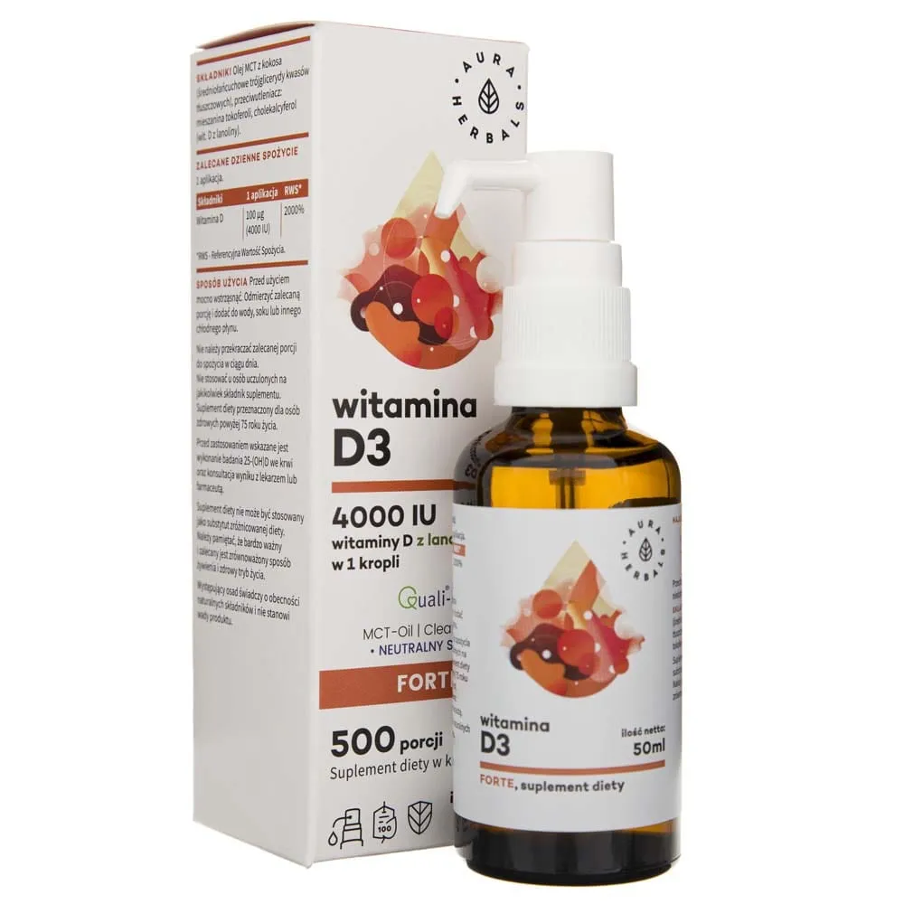 Aura Herbals Vitamina D3 4000 UI, Gotas - 50 ml