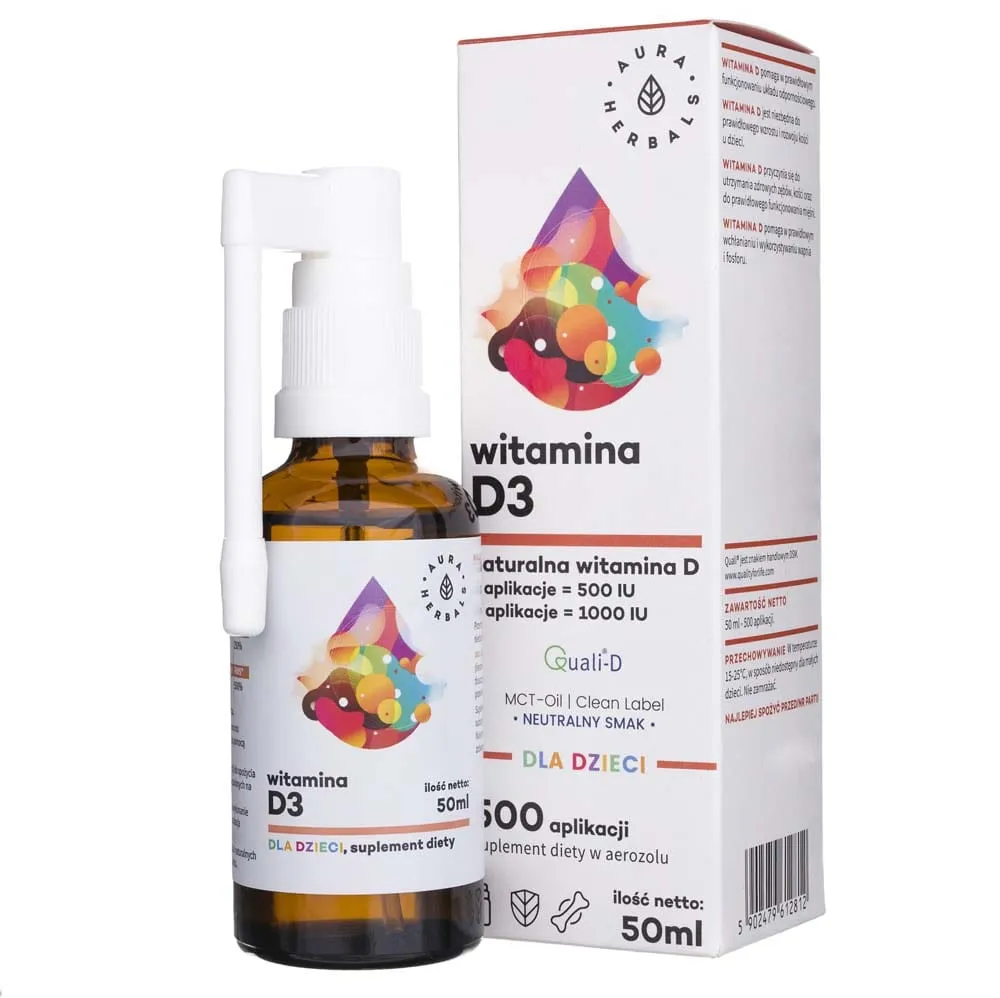 Aura Herbals Vitamina D3 para niños MCT, Aerosol - 50 ml