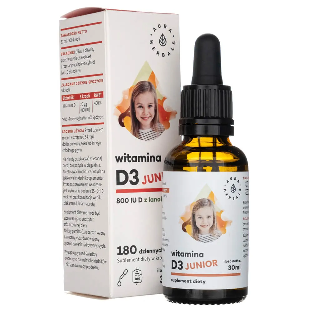 Aura Herbals Vitamina D3 Junior, gotas 800 UI - 30 ml