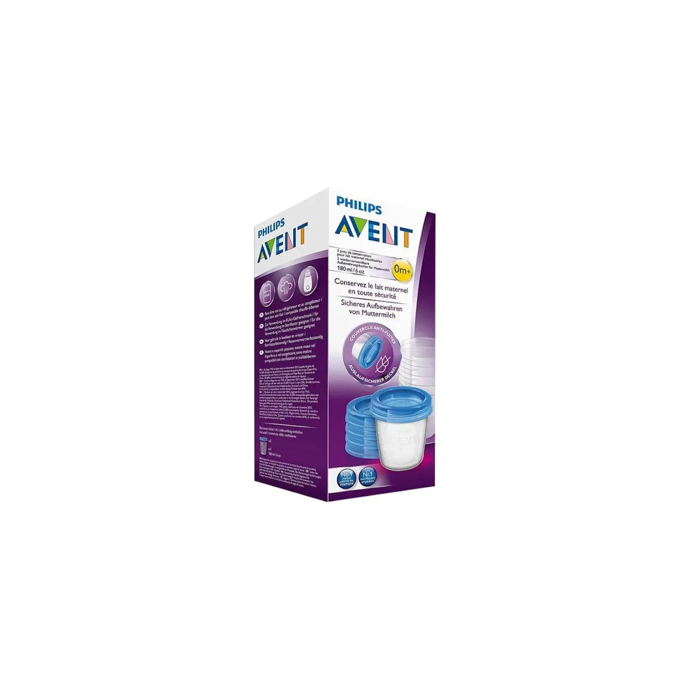 Avent Recipientes Via Leche Materna 180 ml 5 Uds