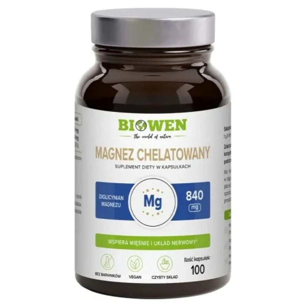 Biowen Magnesio quelado, Diglicinato de magnesio 840 mg - 100 cápsulas