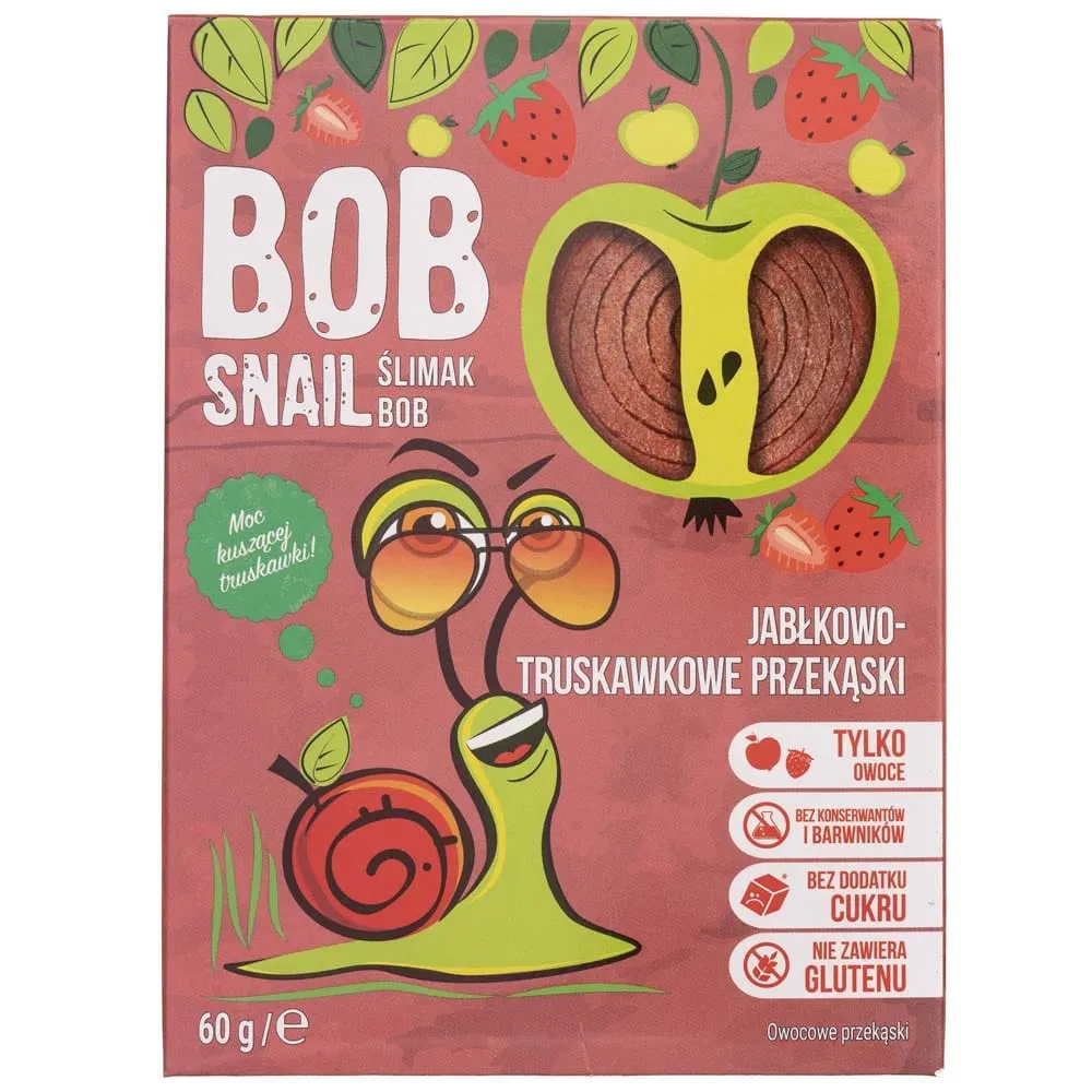 Bob Snail Snack de Manzana y St RAW bayas sin azúcar añadido - 60 g