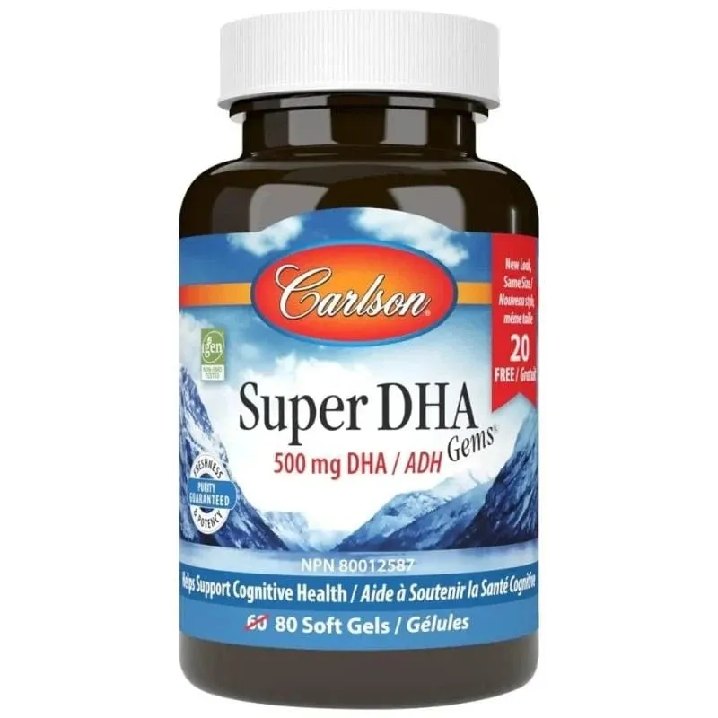 Carlson Labs Super DHA Gems 500 mg - 60 + 20 Cápsulas