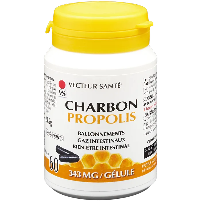 Carbón activado propóleo-60 cápsulas-Vector de salud
