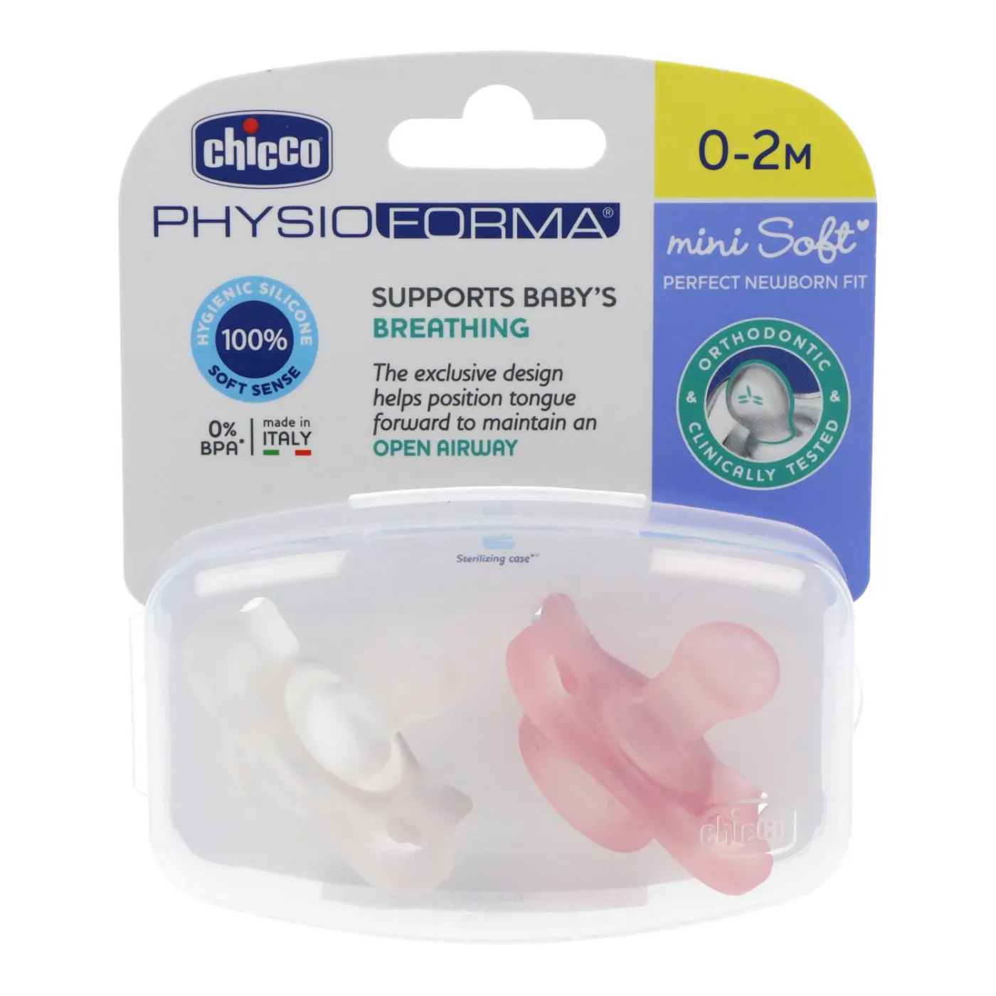 Chicco Chupete Physioforma 02m Blanco Y Rosa 2 U