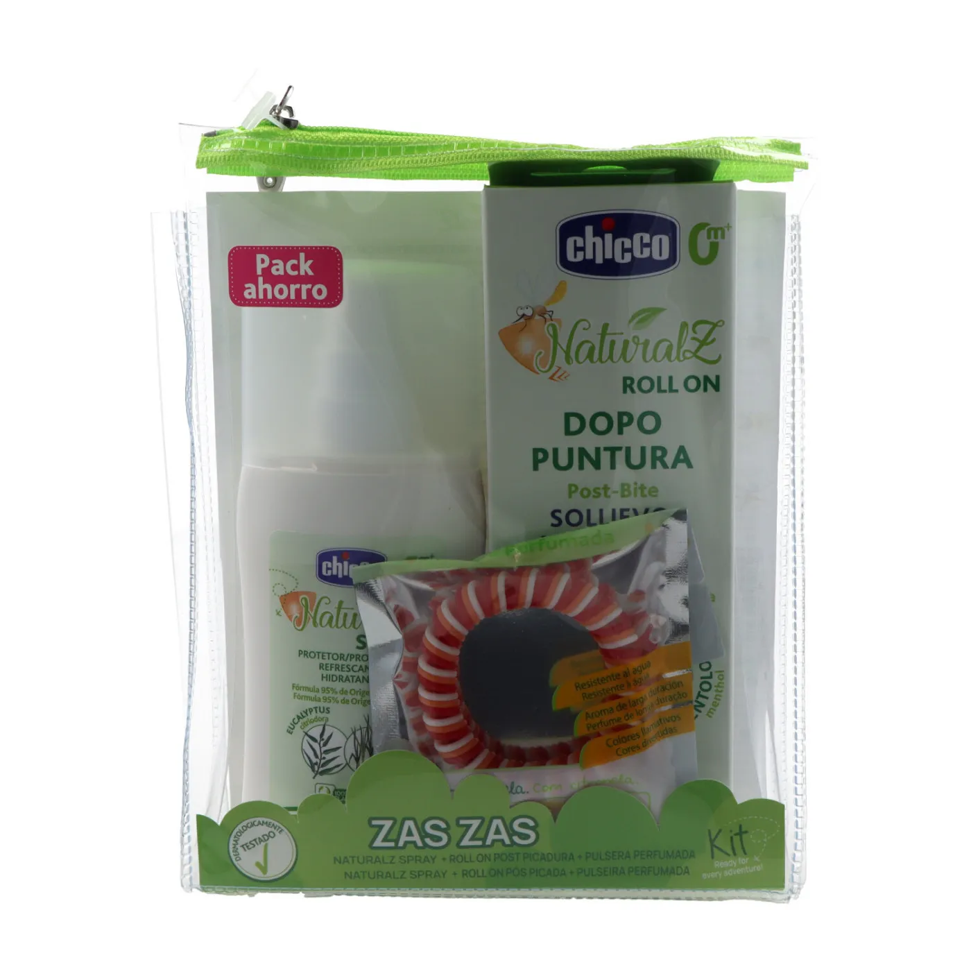 Chicco Zas Zas Kit Spray Protector 100 ml + Roll On Post Picadura 10 ml + Pulsera Perfumada Promo