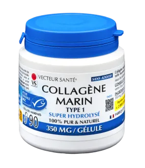 Colágeno marino tipo 1 hidrolizado-90 cápsulas-Vector de salud