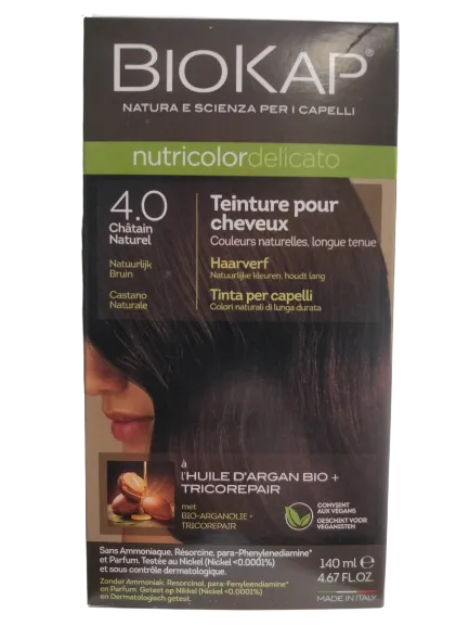 Tinte Nutricolor Delicato 4.0 Castaño Natural - 140 ml - Biokap