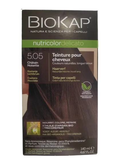 Colorante Nutricolor Delicato 5.05 Castaño Avellana-140ml-Biokap
