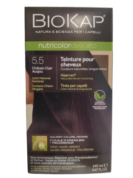 Tinte Nutricolor Delicato 5.5 Castaño Claro Caoba - 140 ml - Biokap